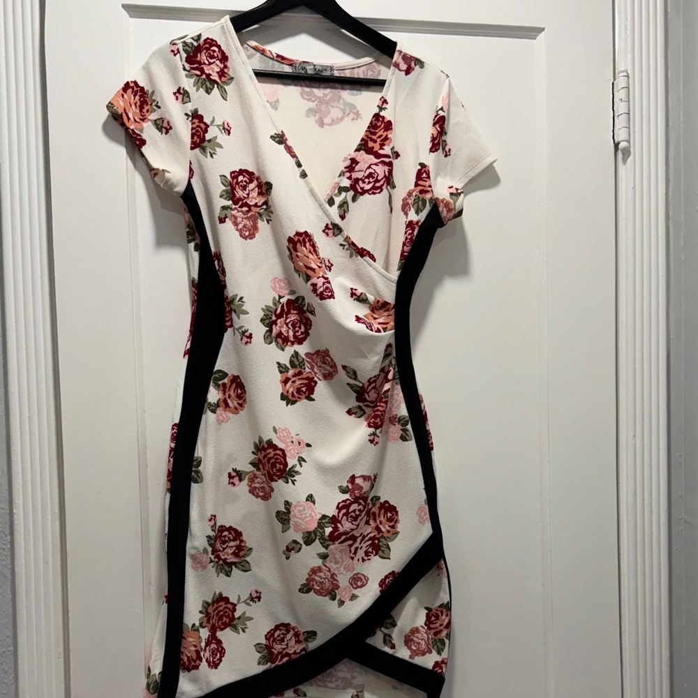 Floral Dress in Red and Black